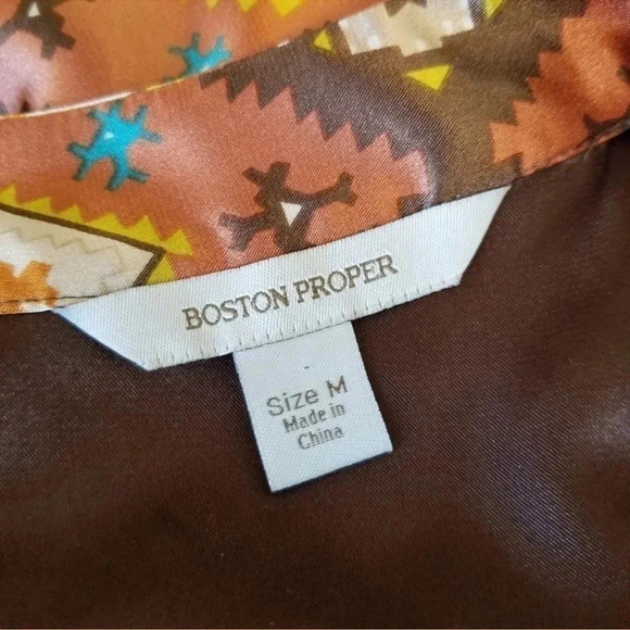 Boston Proper | Handkerchief Hem Sleeveless Aztec Print Dress Size M Medium - Picture 5 of 8